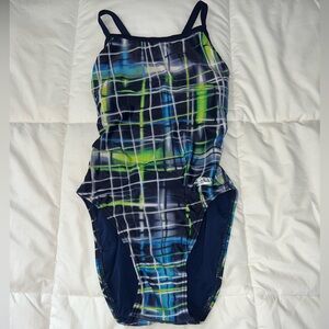 Blue and green speedo one piece